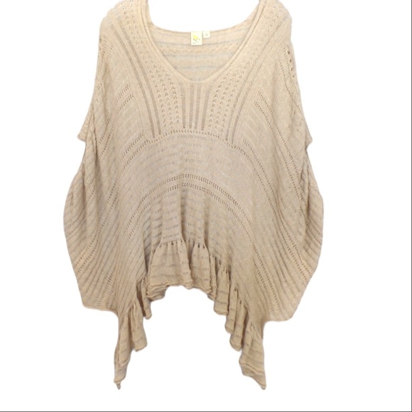 Anthropologie Yellow Bird Carolina Poncho Sweater Size Small Beige Pullover - Picture 1 of 5